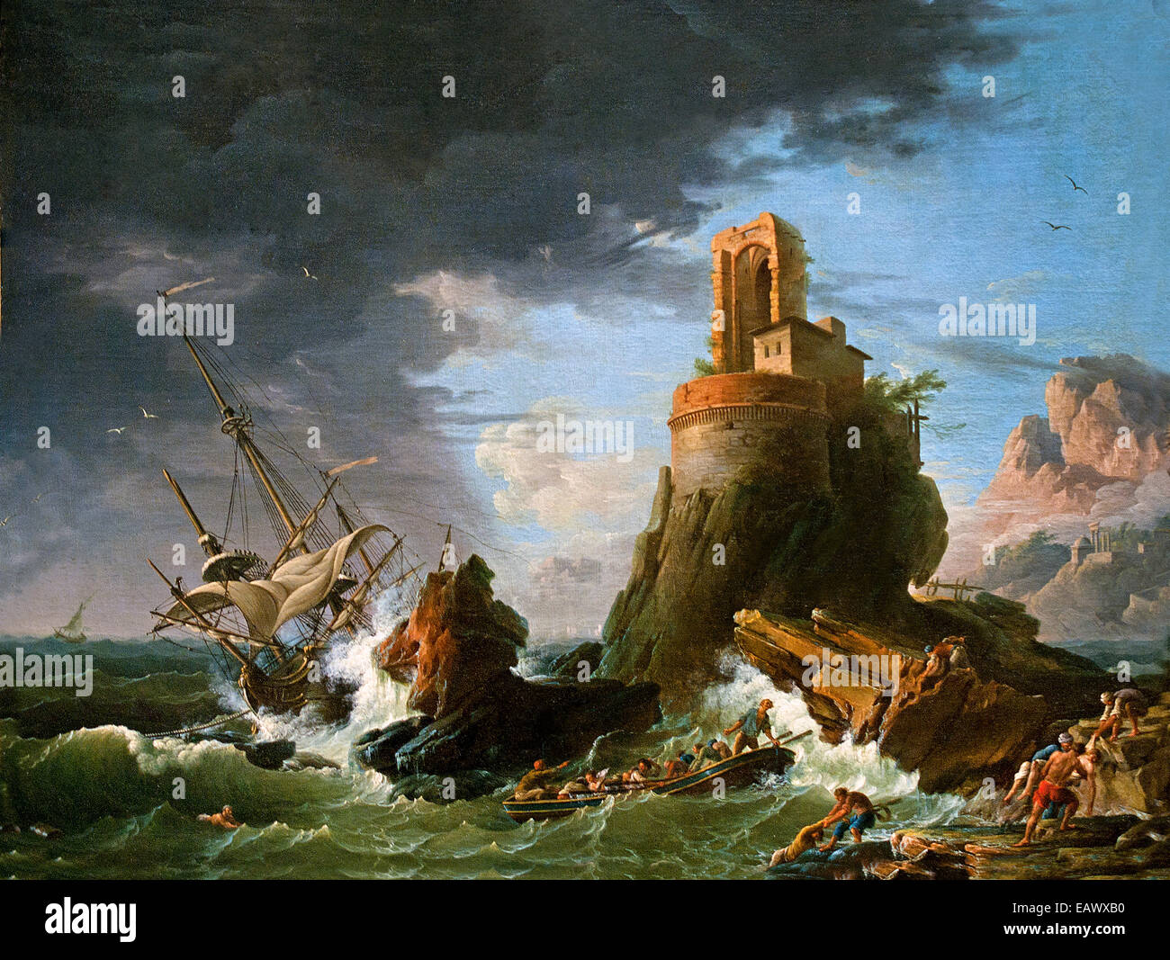 A storm 1756 Jean Henry - Henry D`Arles 1734 - 1784  France French Stock Photo